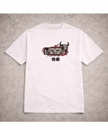 Tricou brodat Ryomen Sukuna border - Jujutsu Kaisen