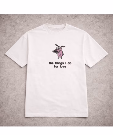 Tricou brodat Curaj Câinele cel Fricos Quote