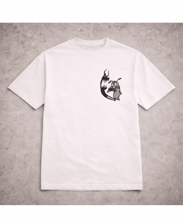 Tricou brodat Curaj Câinele cel Fricos V2