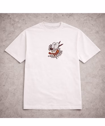 Tricou brodat Curaj Câinele cel Fricos